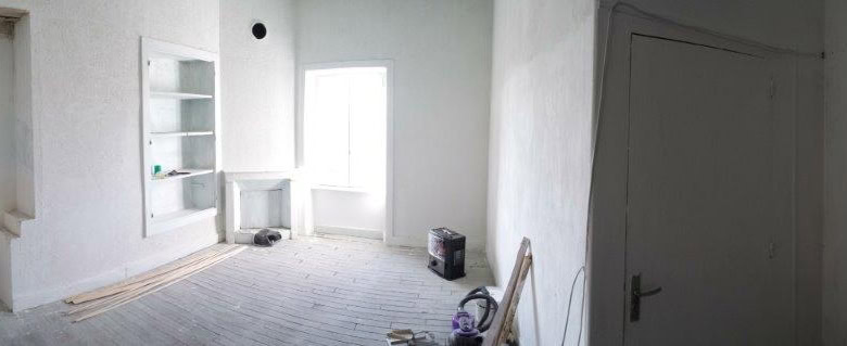 Spacious interior of a renovated apartment in Oradour Sur Vayres, Limousin, France, part of a large.