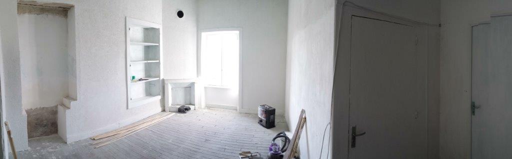 Spacious interior of a renovated apartment in Oradour Sur Vayres, Limousin, France, part of a large.