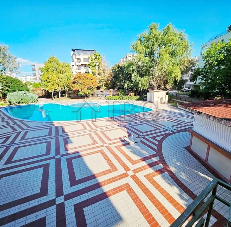 Pool view of a 1-bedroom apartment in Prestige City Complex, Sunny Beach.