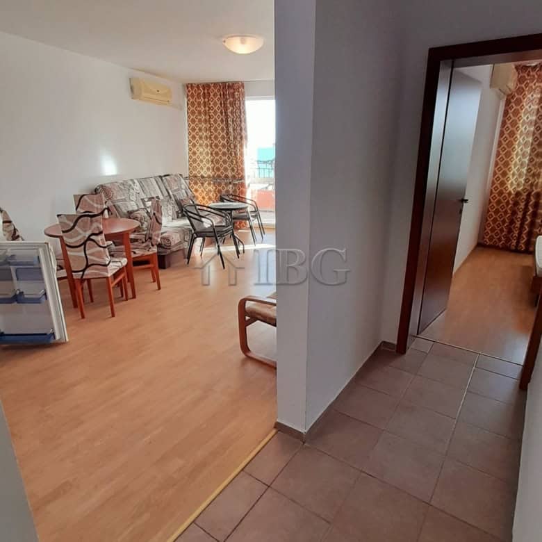 Interior of a one-bedroom apartment with sea view at Riviera Fort Beach, Ravda.