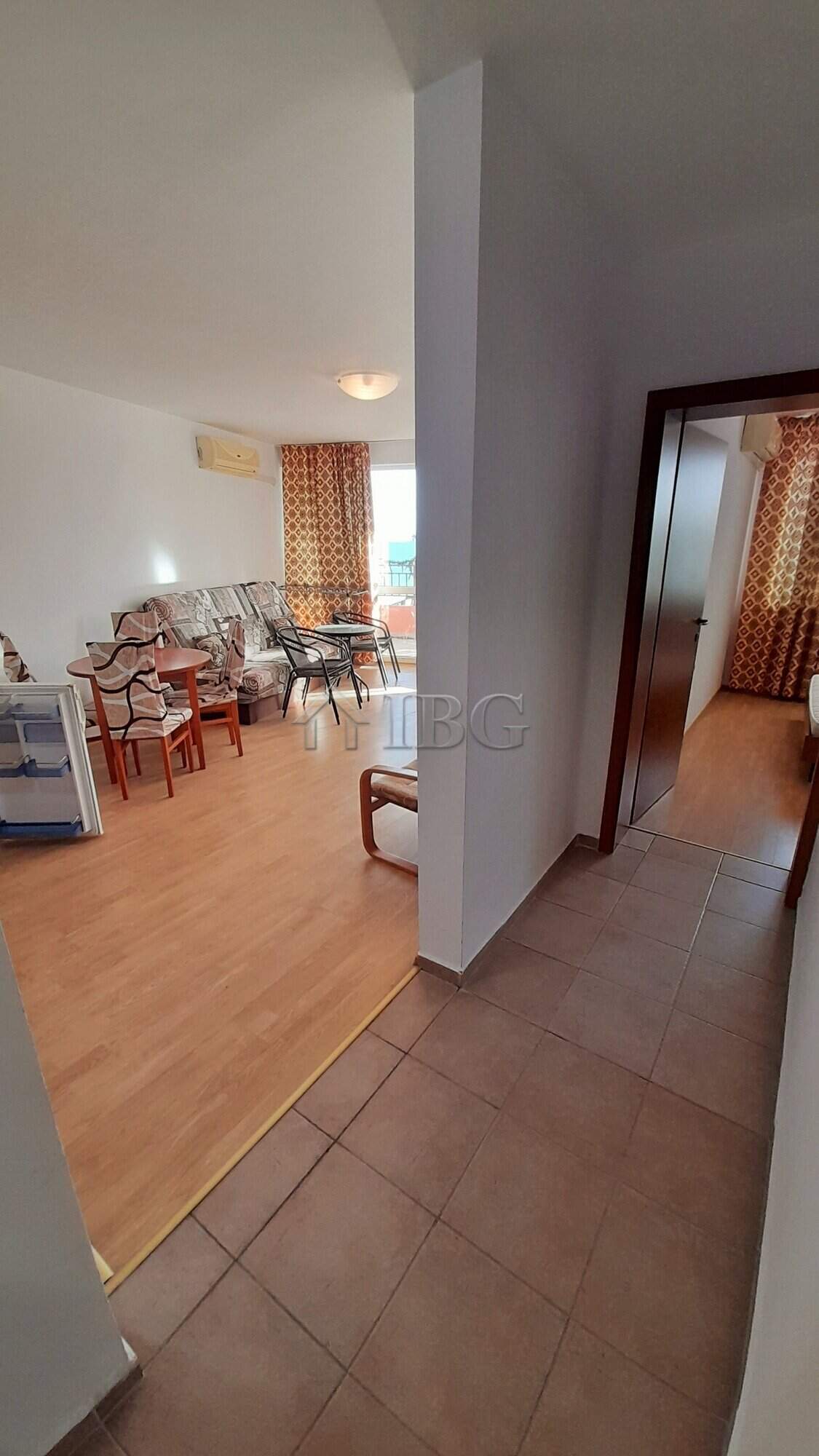 Interior of a one-bedroom apartment with sea view at Riviera Fort Beach, Ravda.