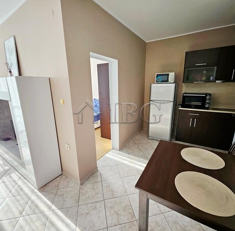 Bright 2-room apartment in Pirop City, Sunny Beach, with modern furnishings and open-plan living are.