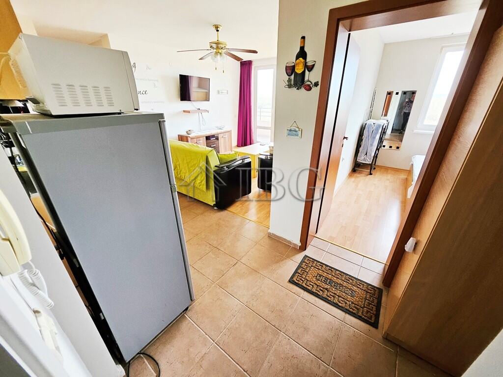 Bright interior of a ready-to-move 2-bedroom apartment in Sunny Beach, Bulgaria, perfect for holiday.