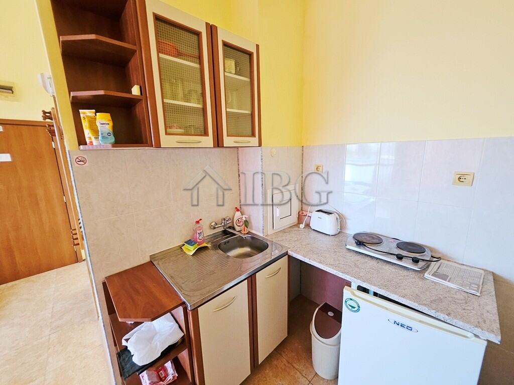 Compact kitchen in Elit 3, Sunny Beach apartment.