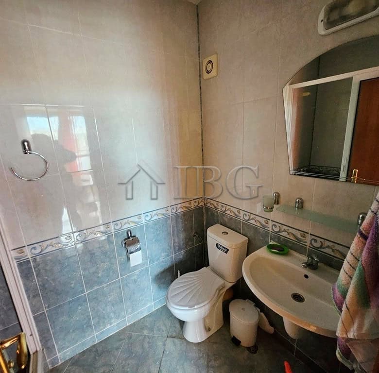Compact studio bathroom with toilet and sink in Elit 3, Sunny Beach.