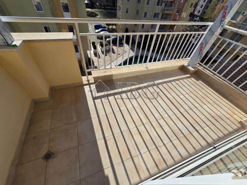 Balcony overlooking pool in Sea Dreams Complex, Sunny Beach, Bulgaria.