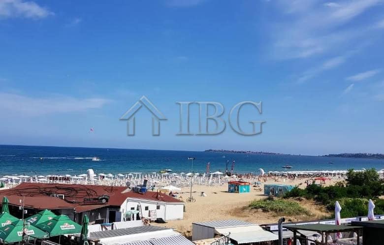 Beachfront studio apartment with balcony in Sunny Beach, Bulgaria, offering stunning sea views and m.