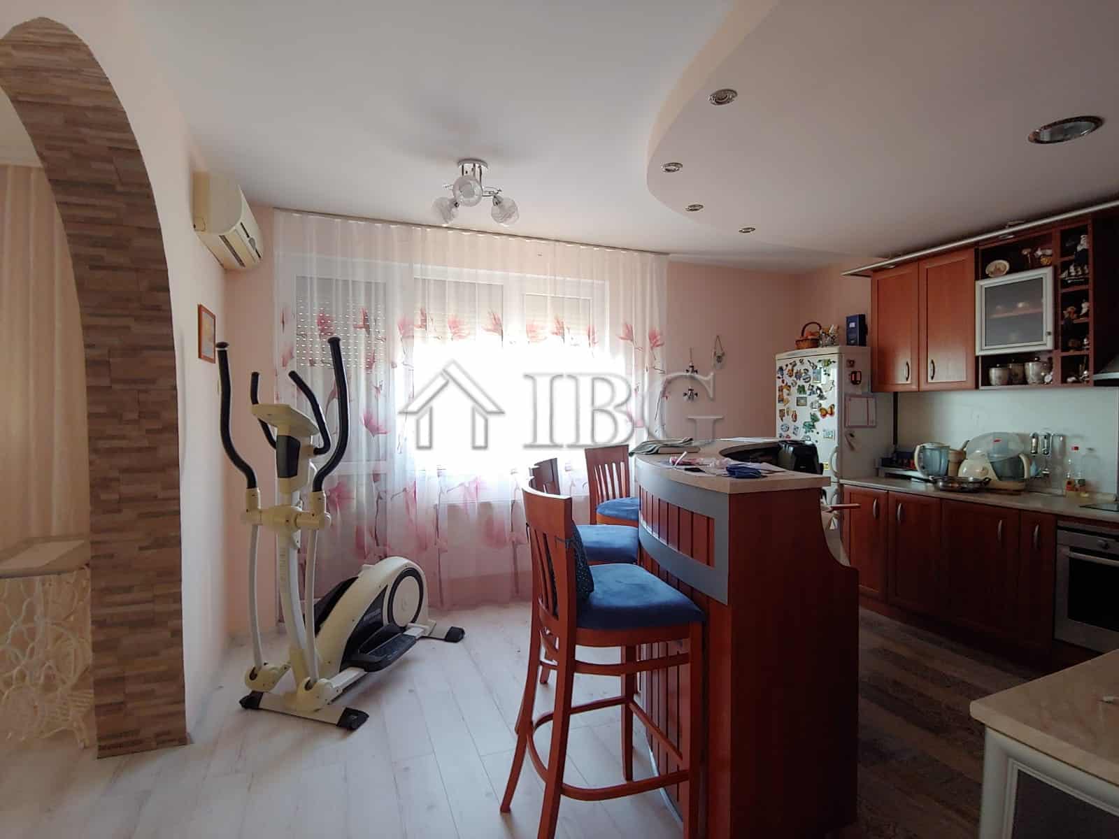 Bright kitchen and dining space near the sea in Kosharitsa.
