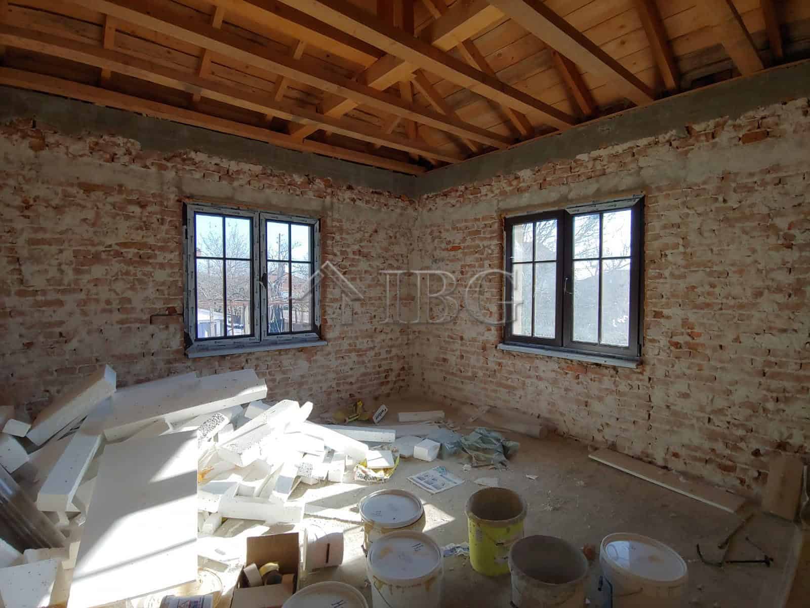 Interior view of a new single-storey house under construction in Trastikovo, Burgas.