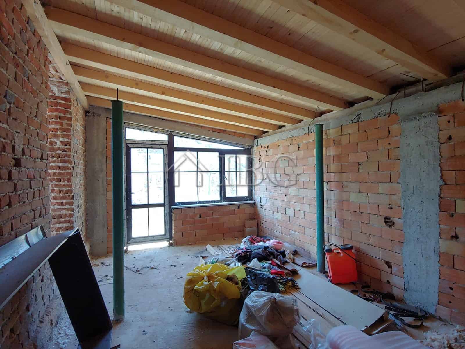 Interior view of a new single-storey house under construction in Trastikovo, Burgas.