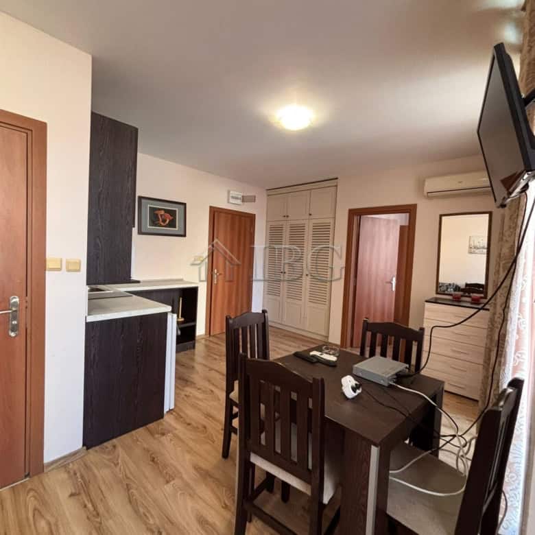 Bright interior of a 1-bedroom apartment with 2 bathrooms in Dawn Park, Sunny Beach. Modern furnishi.