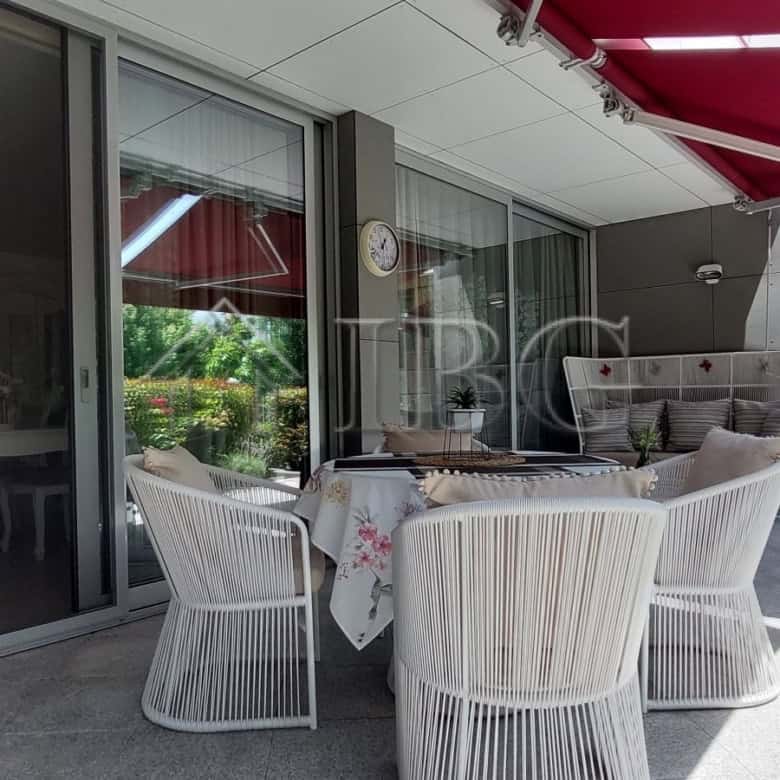 Spacious outdoor terrace of a luxury two-storey townhouse in Sarafovo.