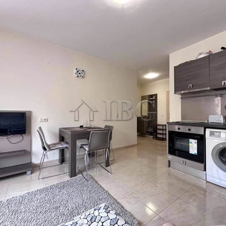 Interior view of a one-bedroom apartment in Star Dreams Complex, Sveti Vlas, showing living area and.