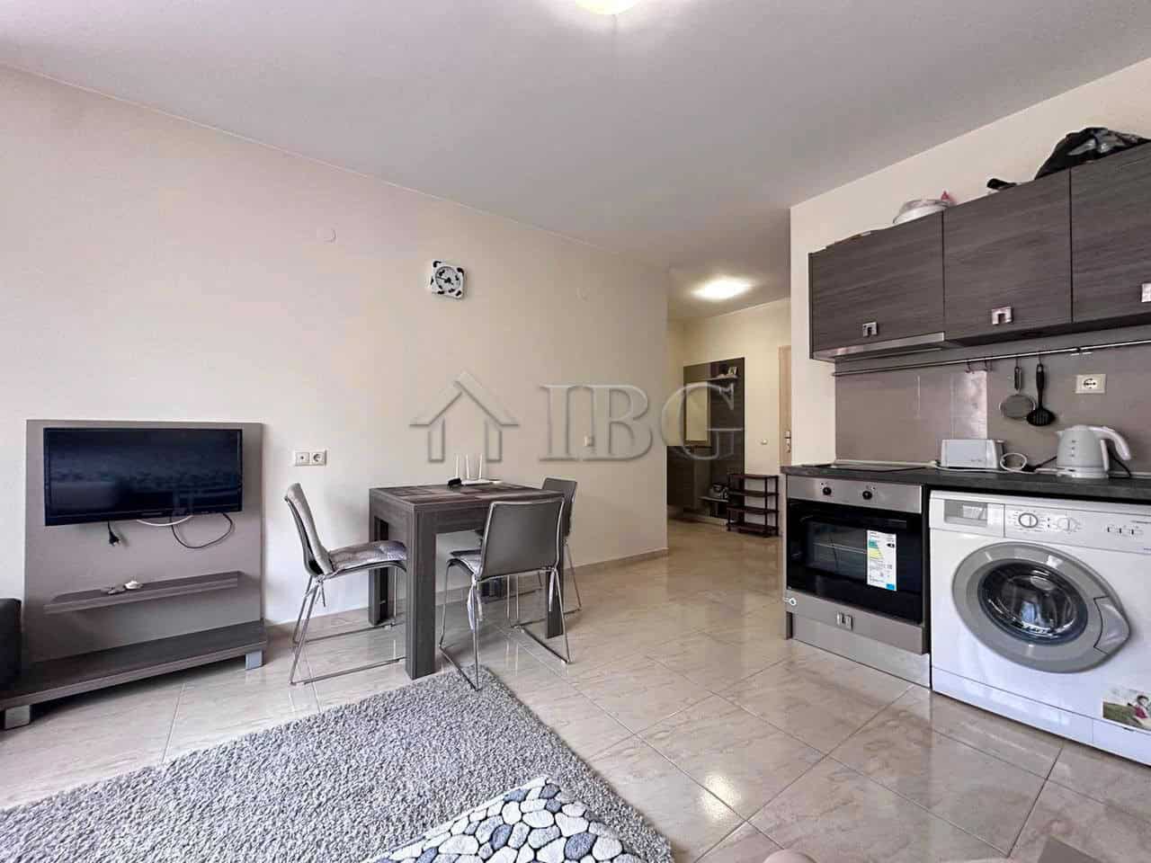 Modern 1-Bedroom Apartment in Sveti Vlas Interior view of a one-bedroom apartment in Star Dreams Complex, Sveti Vlas, showing living area and.