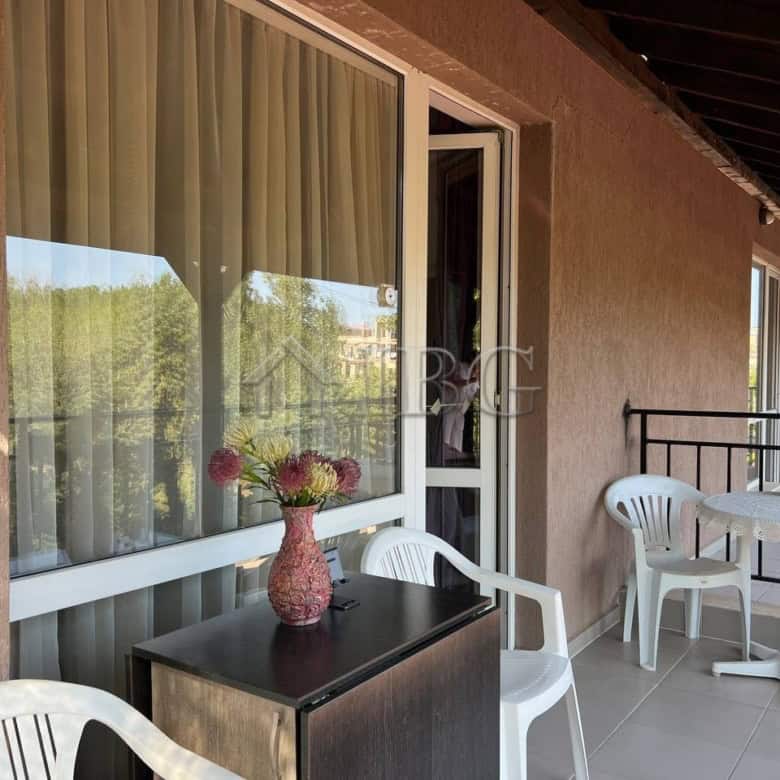 Bright balcony overlooking the pool at St. Sofia, Sunny Beach.