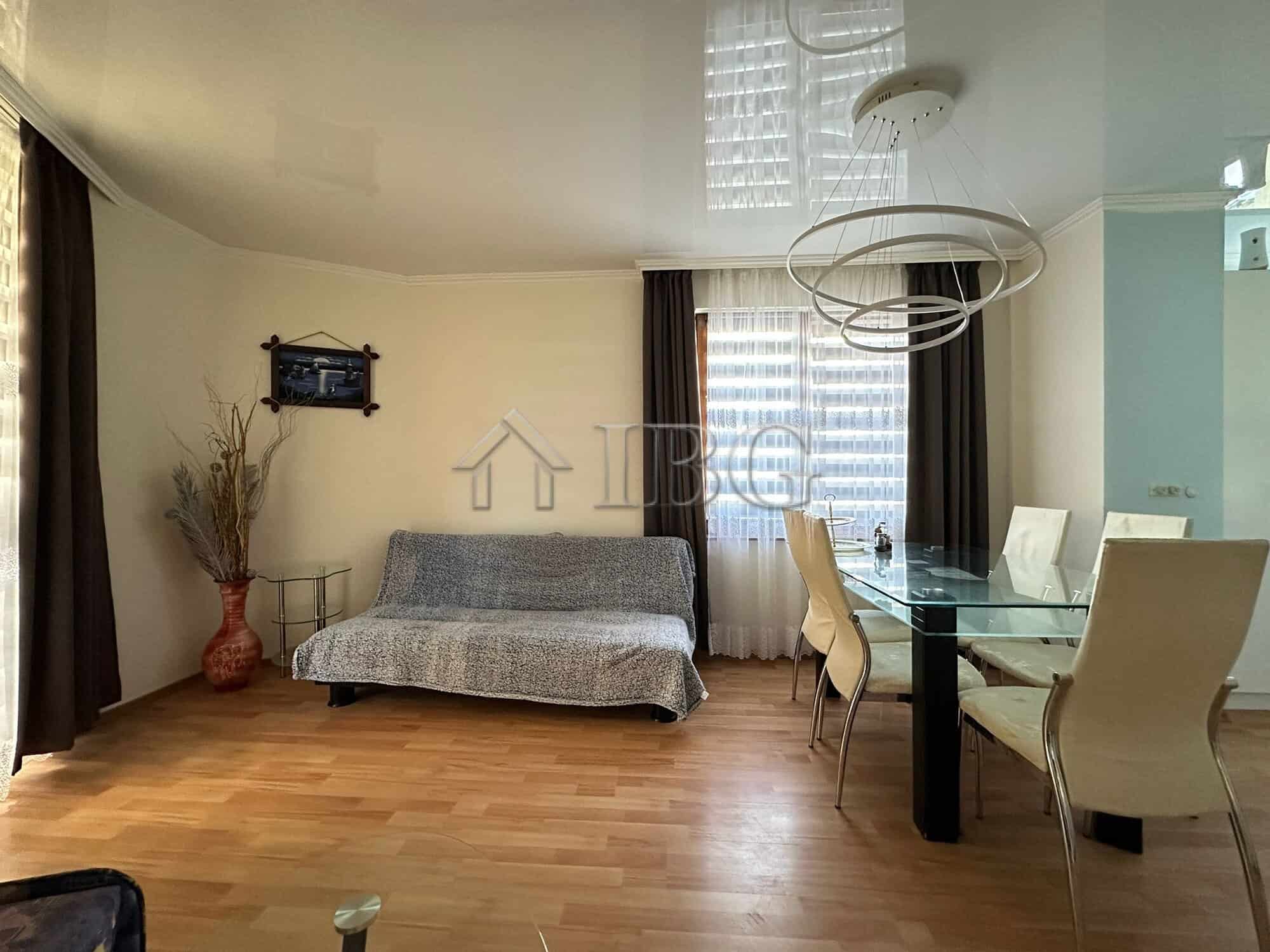 Bright living room with sofa and dining area in Star Fish Complex, Sveti Vlas.