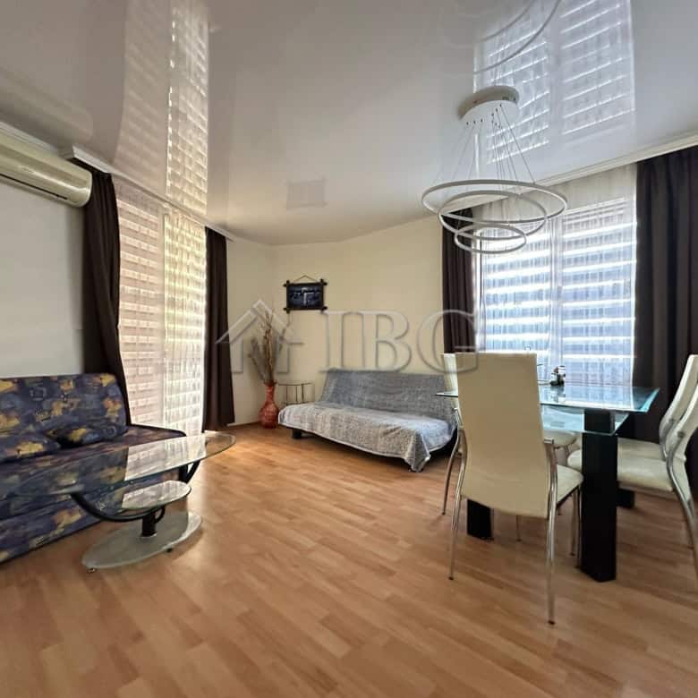 Two-bedroom Sveti Vlas apartment with bright living room and contemporary decor.