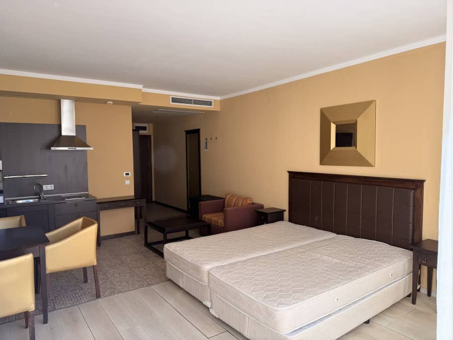 Pool view studio apartment with large terrace in Barcelo Royal Beach, Sunny Beach.