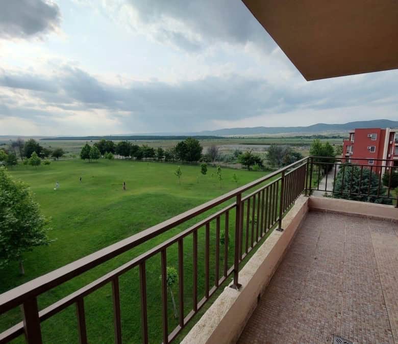 Panoramic view from top-floor studio in Holiday Fort Club, Sunny Beach, Bulgaria.