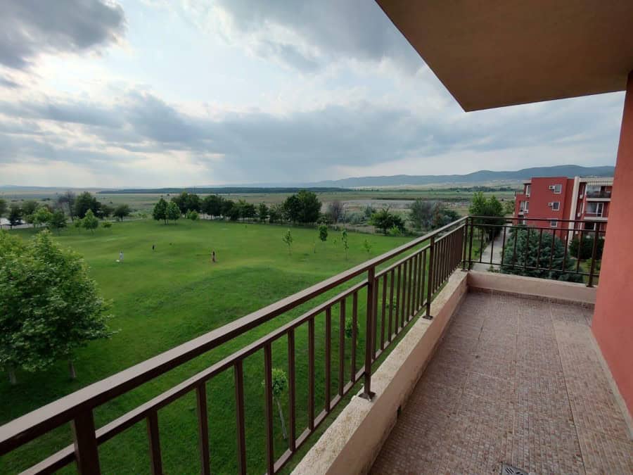 Panoramic view from top-floor studio in Holiday Fort Club, Sunny Beach, Bulgaria.