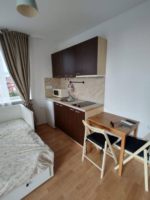 Compact studio with kitchenette and panoramic views at Holiday Fort Club, Sunny Beach. Perfect for h.