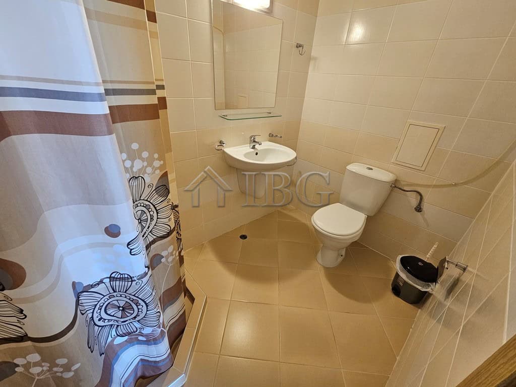 Bright studio with balcony and pool view in Pollo Resort, Sunny Beach. Perfect for relaxing holidays.