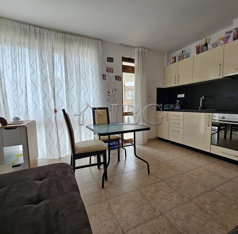 Interior of a 1-bedroom apartment with pool view in Sveti Vlas, Dinevi Resort.