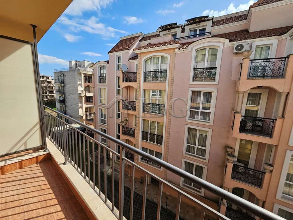 Furnished 42 sq. m. studio apartment with balcony at Pollo Resort, Sunny Beach.