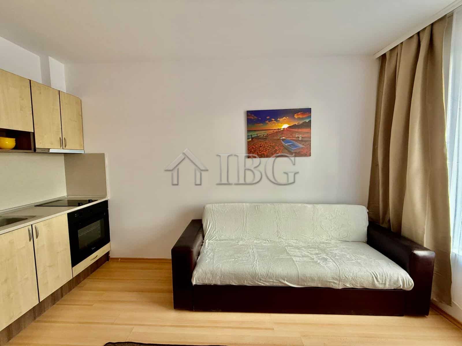 Furnished studio apartment with pool view for sale in Sunny Day 3, Sunny Beach. Modern interior, com.