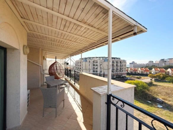 Balcony view of Sveti Vlas with outdoor seating and spacious terrace.