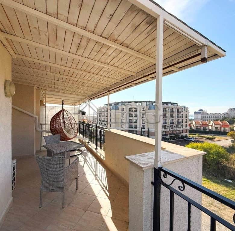 Balcony view of Sveti Vlas with outdoor seating and spacious terrace.