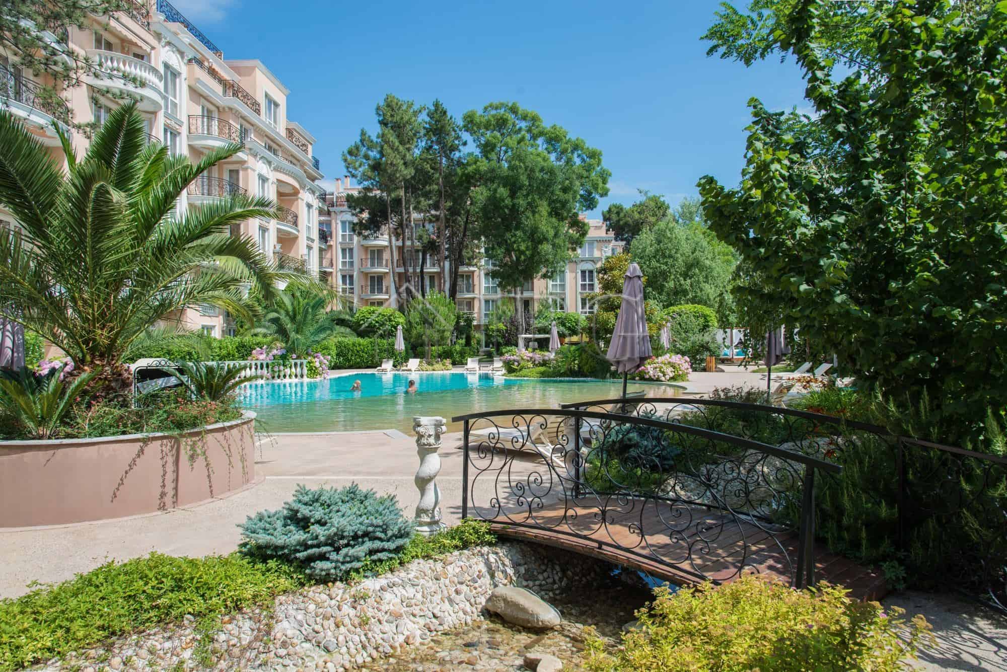 Beautiful garden with pool at Venera Palace, Sunny Beach.