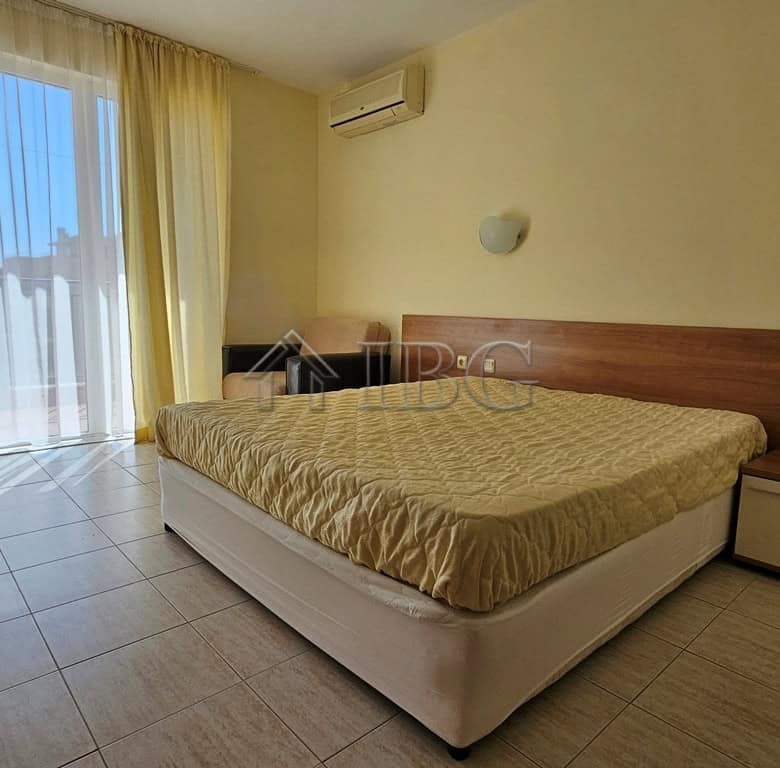 Studio with balcony and pool view in Pollo Resort, Sunny Beach.