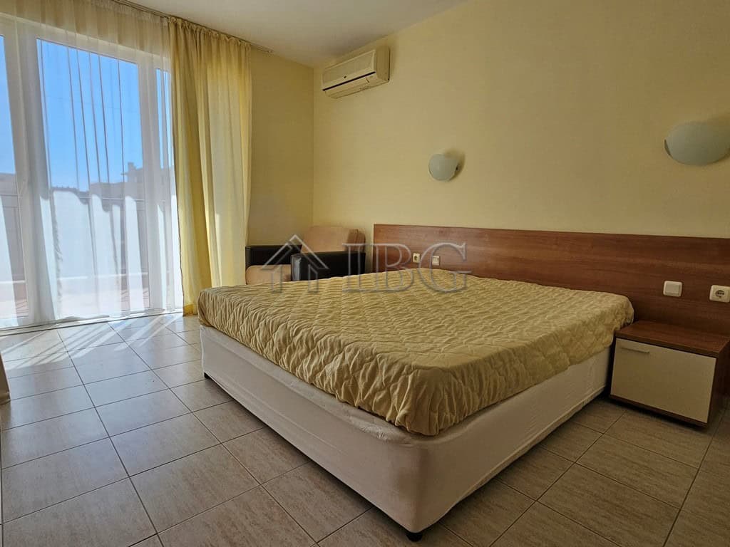 Studio with balcony and pool view in Pollo Resort, Sunny Beach.