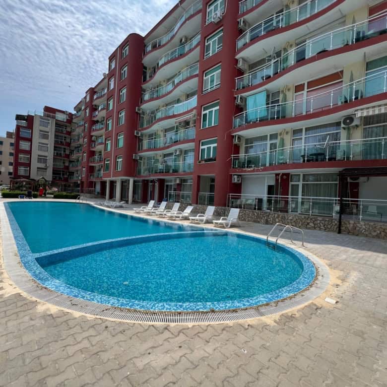 Modern one-bedroom maisonette with partial sea view at Global Villa, Sunny Beach.