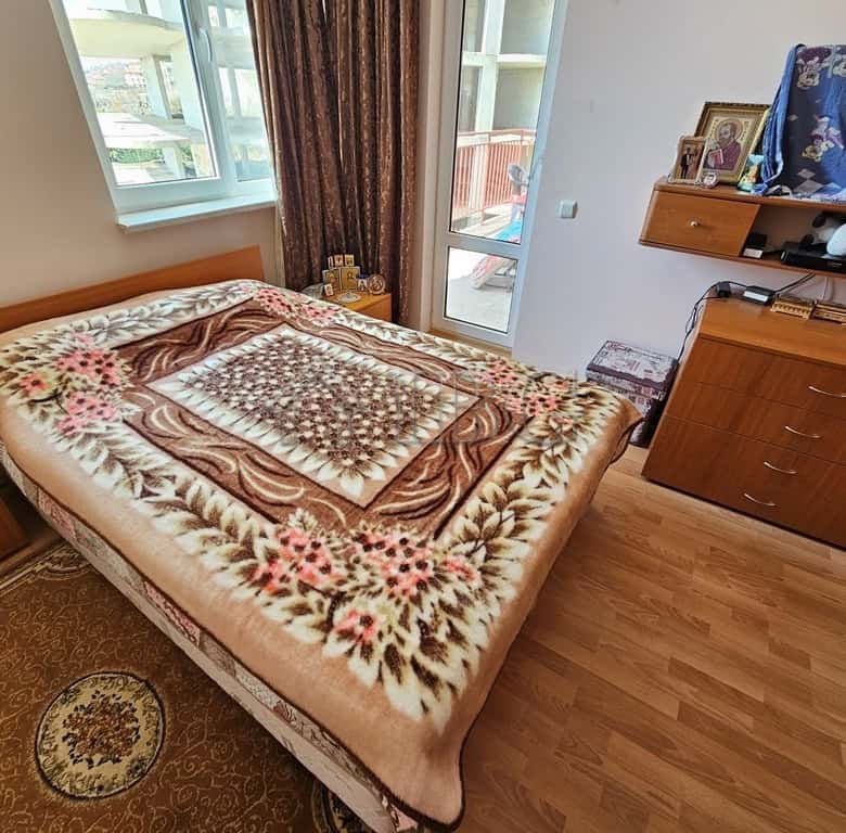 Sea view one-bedroom apartment at Panorama Fort Beach, Sveti Vlas, front line with balcony.