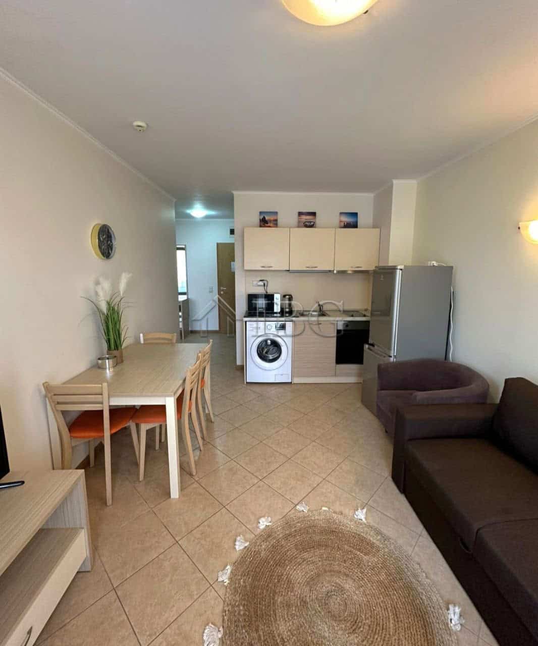Apartment with living area, kitchen, and dining space in Royal Sun, Sunny Beach.