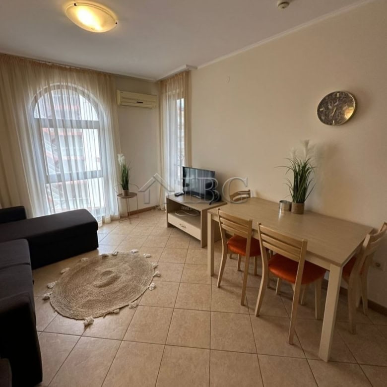 Bright furnished one-bedroom apartment in Royal Sun, Sunny Beach, with modern decor and balcony view.