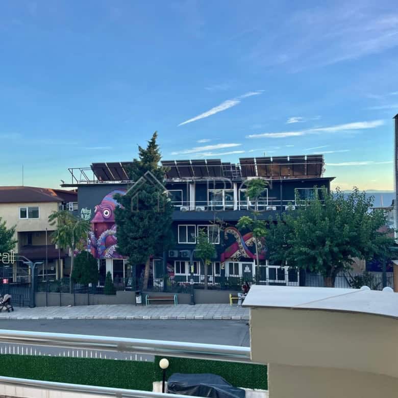 Apartment with partial sea view, featuring contemporary design and solar panels on the roof in Sveti.