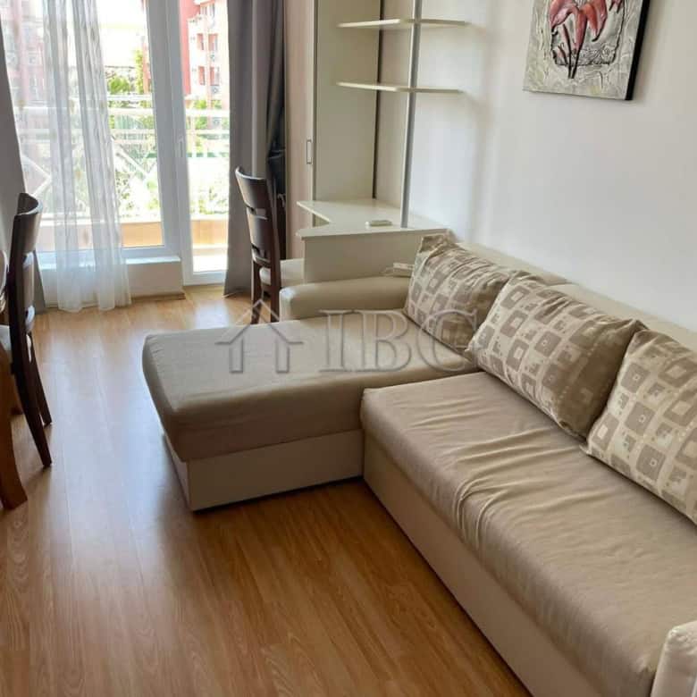 Furnished studio apartment with balcony overlooking Sunny Beach, perfect for relaxing and enjoying s.