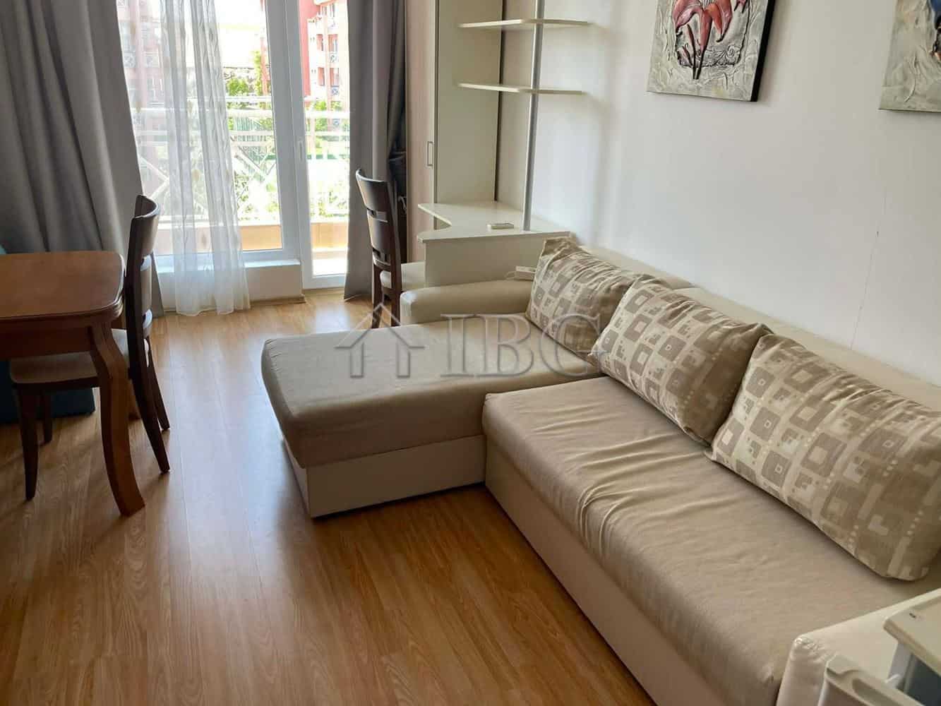 Furnished studio apartment with balcony overlooking Sunny Beach, perfect for relaxing and enjoying s.