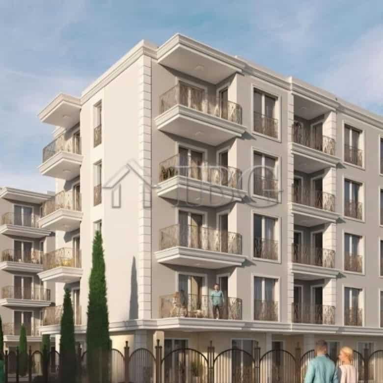Modern apartment building with balconies at La Mer Silver Residence, Sunny Beach, Bulgaria.