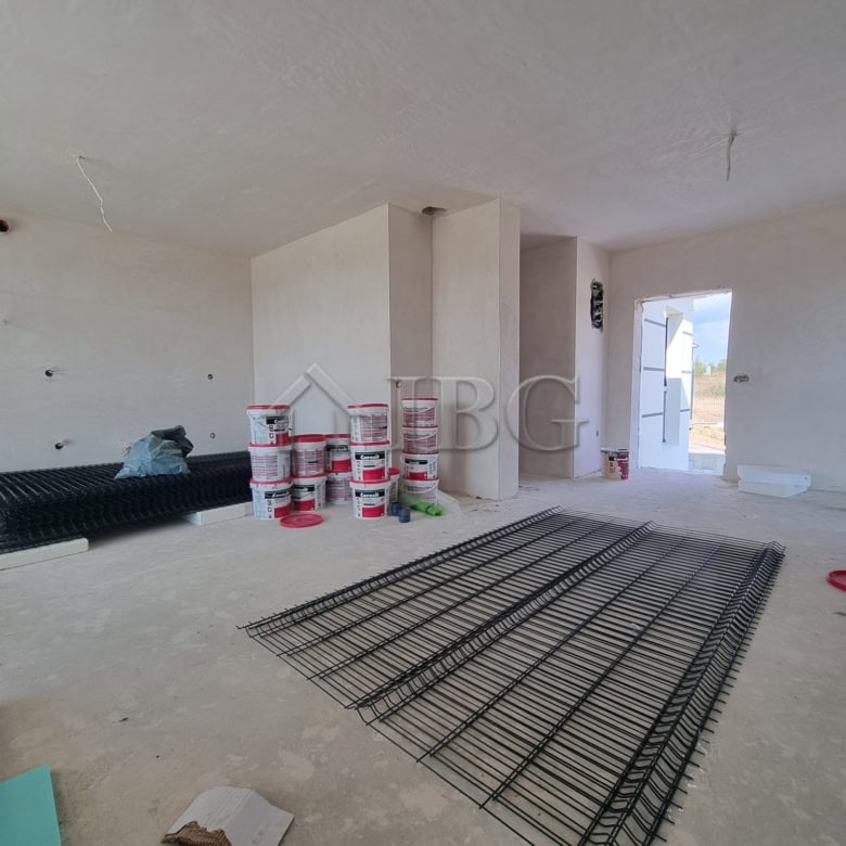 Interior view of a house under construction with pool and sea view in Banya Village, Burgas.