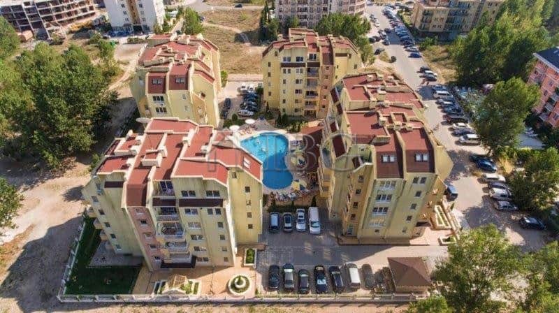 Modern apartment complex with pool view in Sea Dreams, Sunny Beach, Bulgaria.