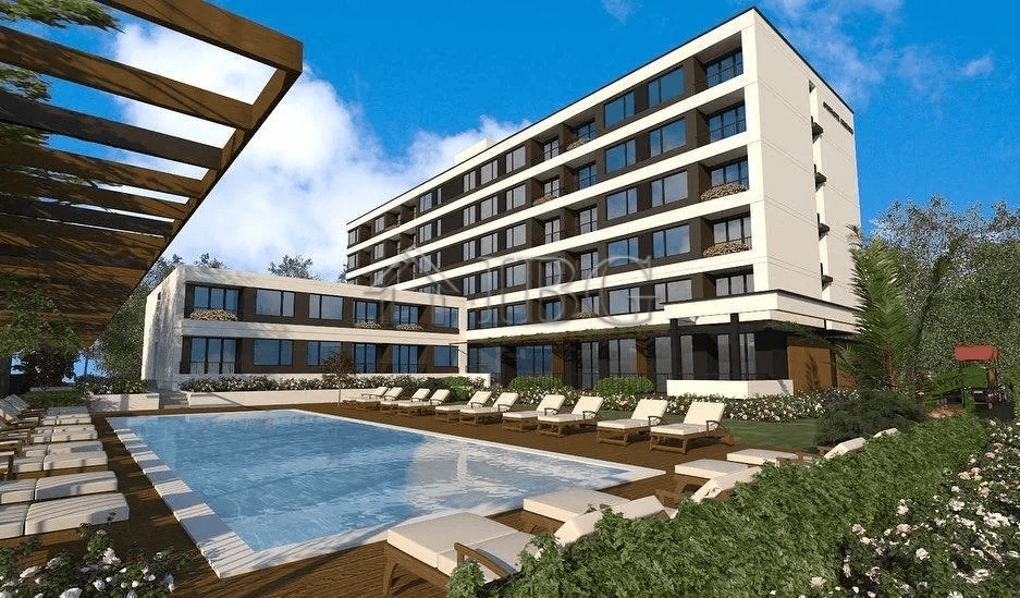Modern 1-bedroom apartment at Domenico Complex with pool view in Sunny Beach.