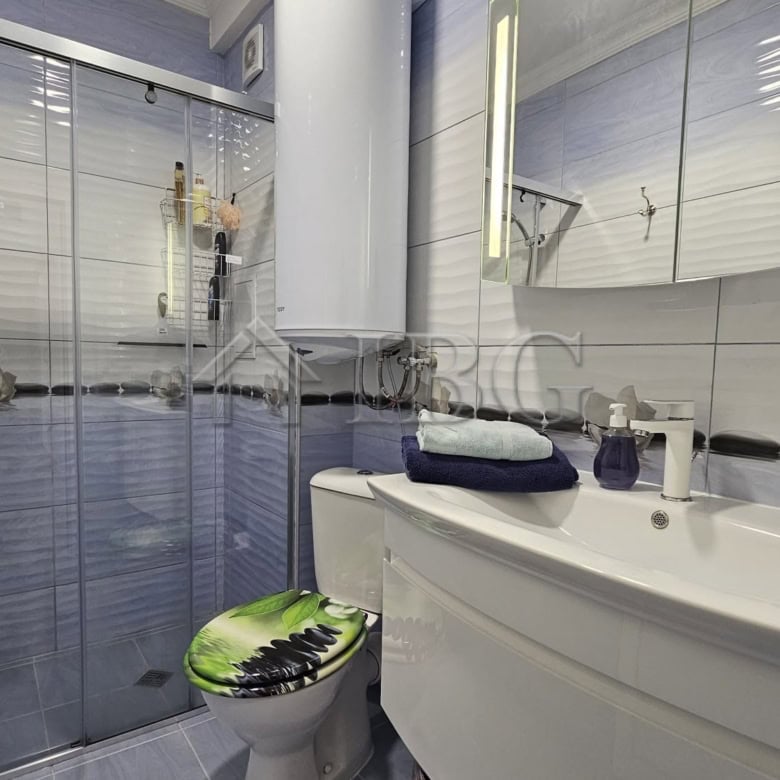 Modern bathroom with shower in Magnolia 6, Sunny Beach. Bright, clean, and well-equipped for comfort.