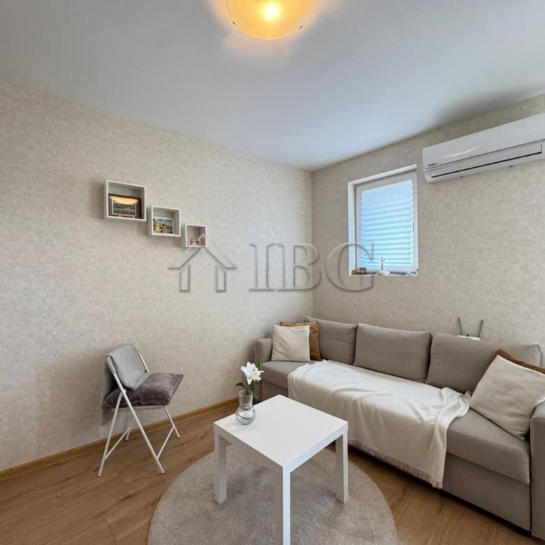 Bright studio for sale in Aphrodite Park, Sunny Beach, with modern furnishings and a cozy living spa.