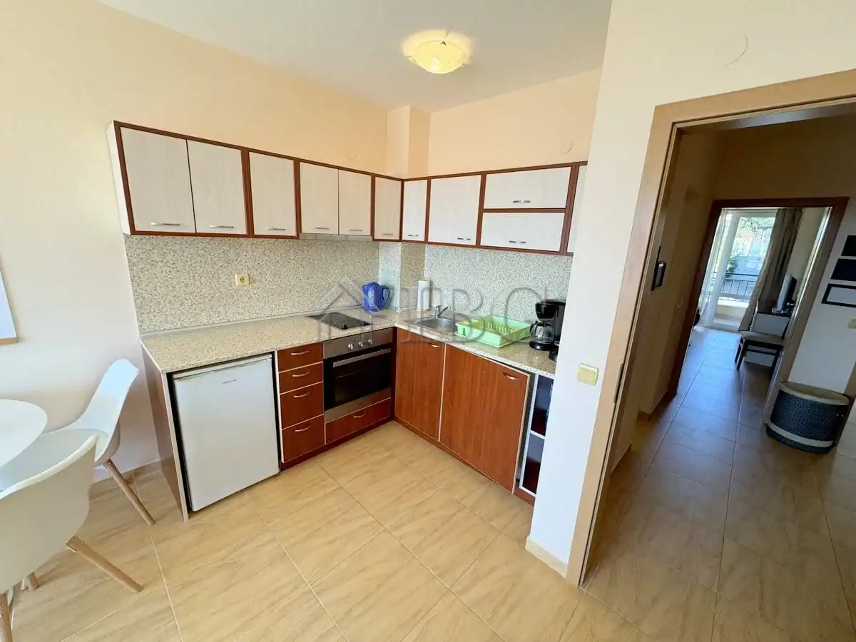 Spacious kitchen with ample storage and appliances in Sveti Vlas apartment.