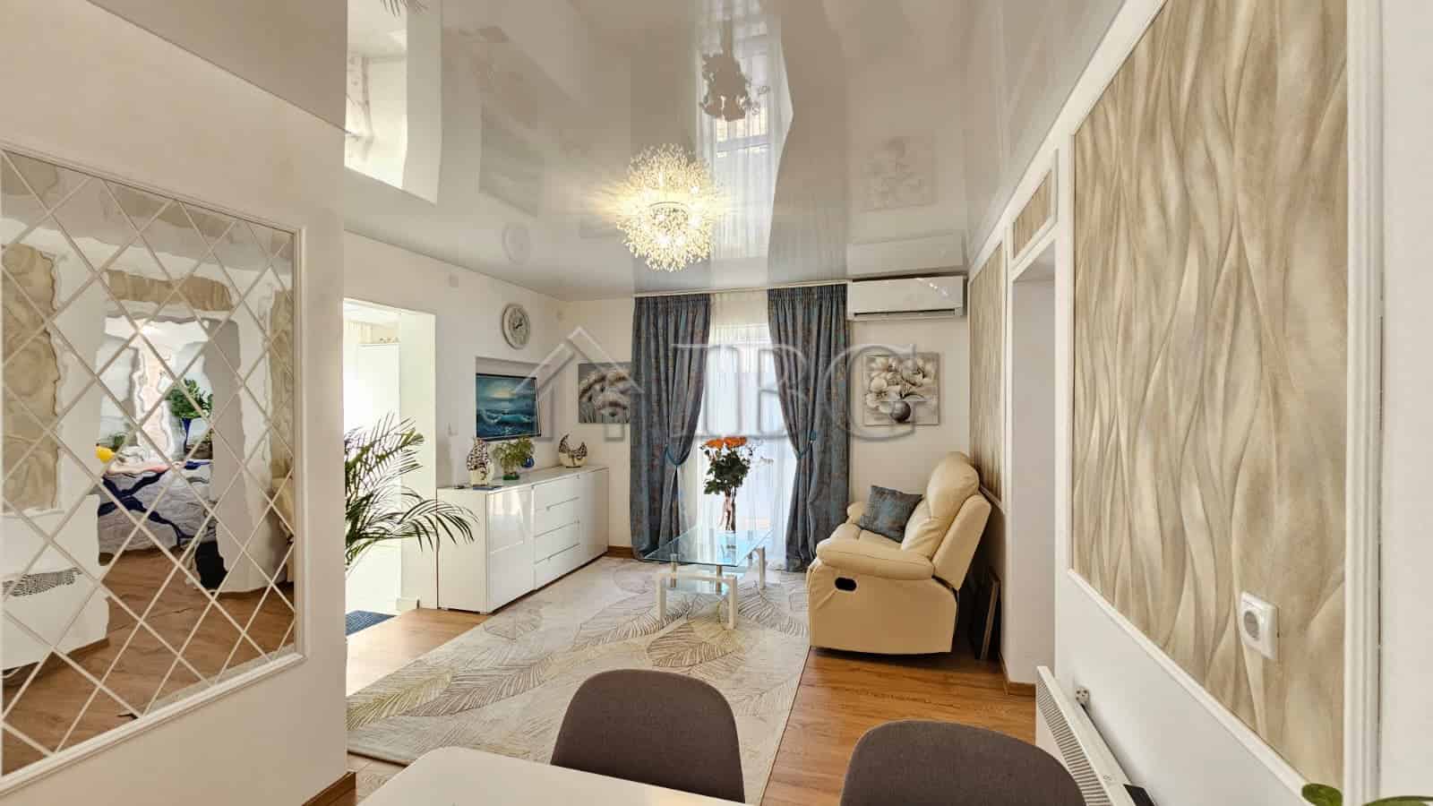 Bright and modern living room of a renovated detached house near Sunny Beach, Kosharitsa.