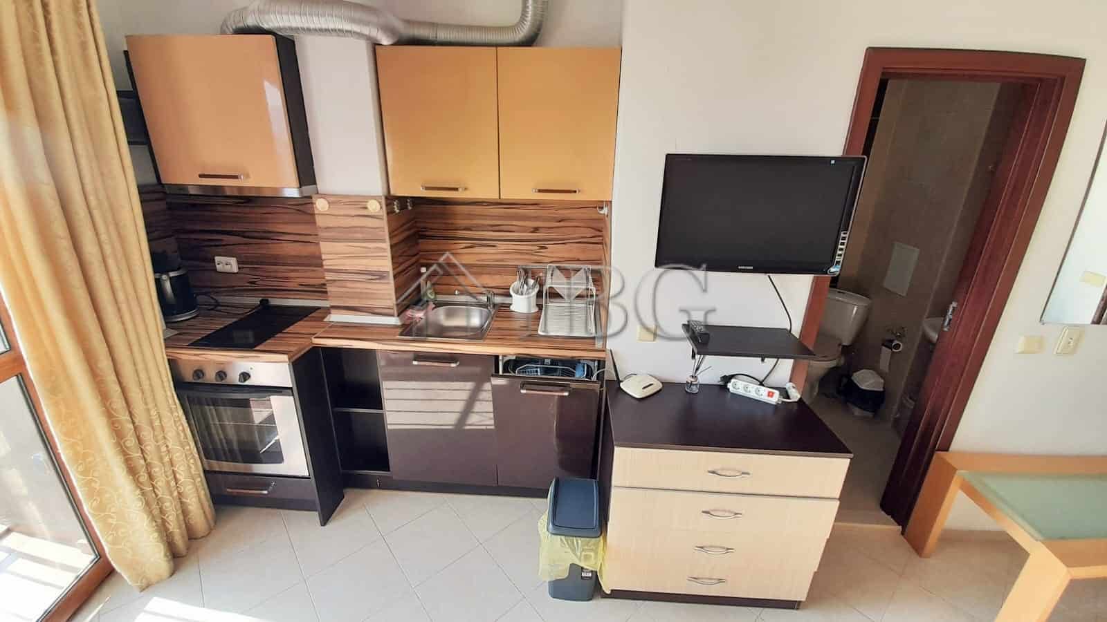 Bright studio apartment with balcony in Cascadas Family Resort, Sunny Beach, offering modern ameniti.